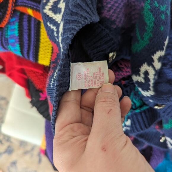 Vintage Women's Heart Cardigan and Heart Buttons Small Oversized 1980s - Picture 3 of 7